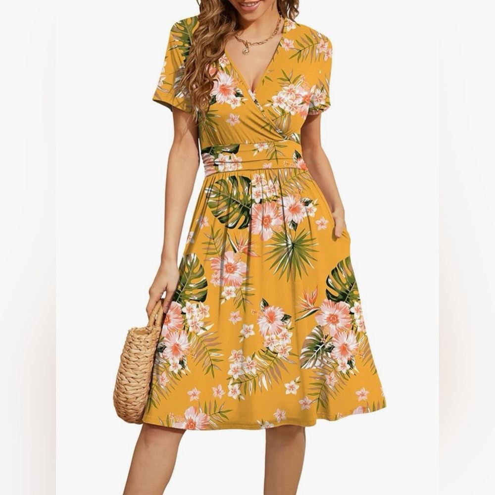 🌿Floral dress - POCKETS!